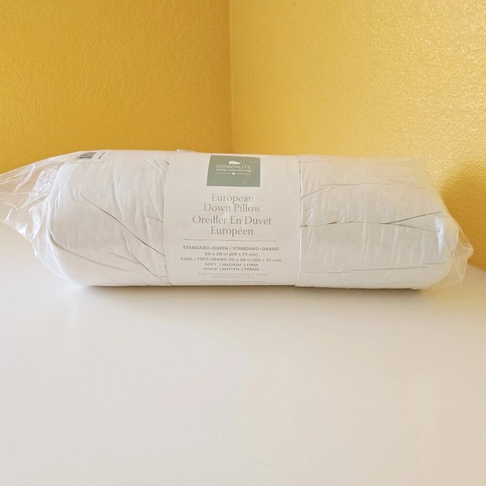 New Downlite Hotel Collection European Down Pillow King Soft 400TC 600FP